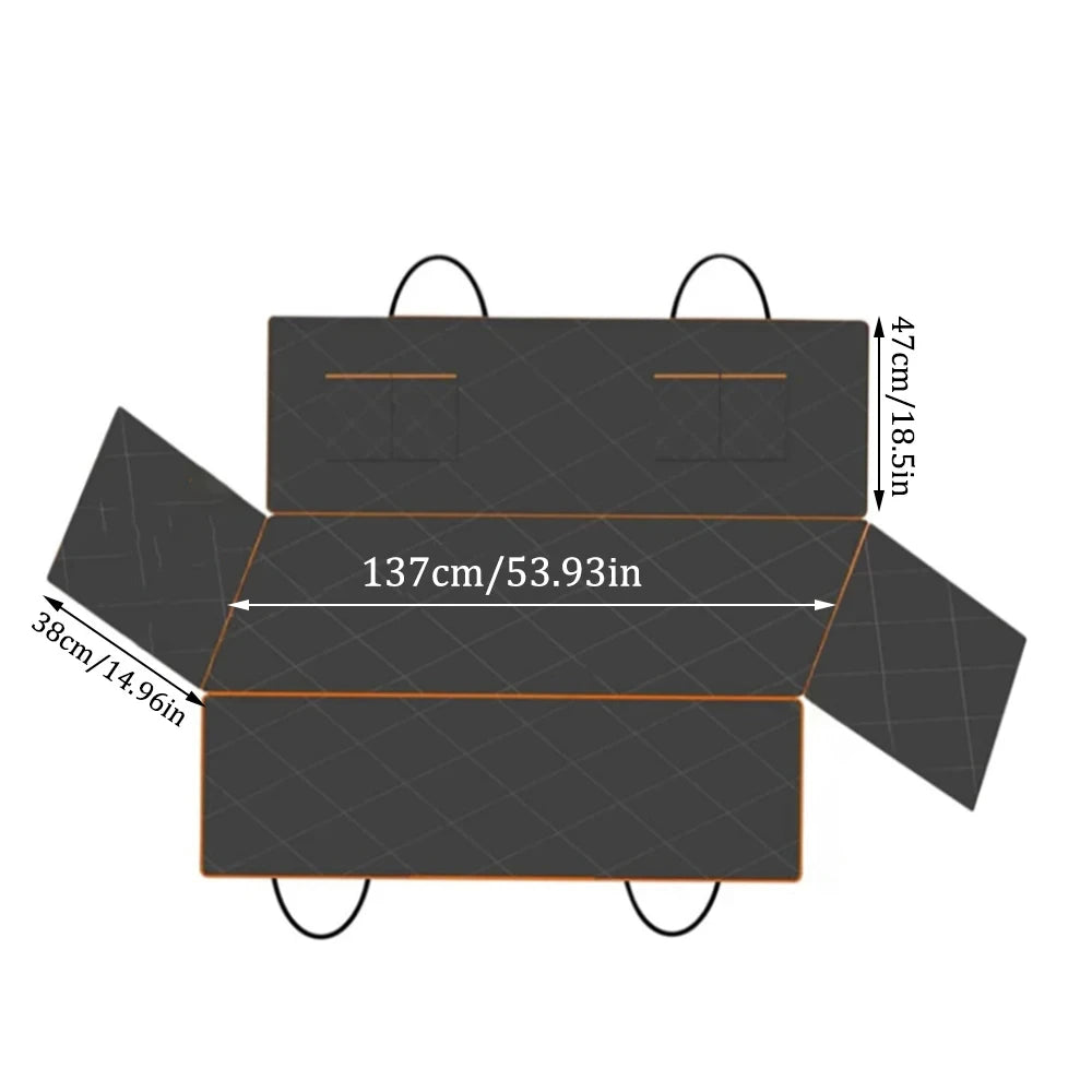 Dimensions diagram: 137cm wide, 47cm backrest panel, 38cm side flaps