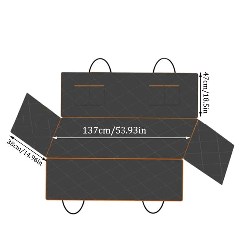 Dimensions diagram: 137cm wide, 47cm backrest panel, 38cm side flaps